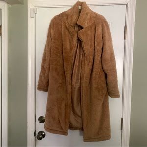 Camel Long Teddy Coat - Like New